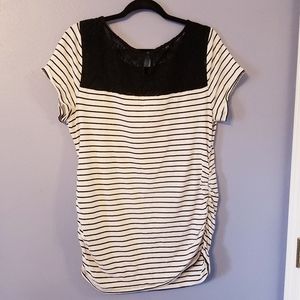 Motherhood Maternity striped lace detail top
